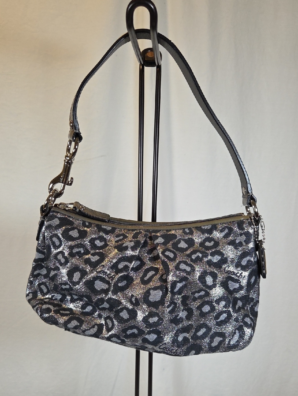 VINTAGE COACH Black and Silver Leopard Print Women's Bag